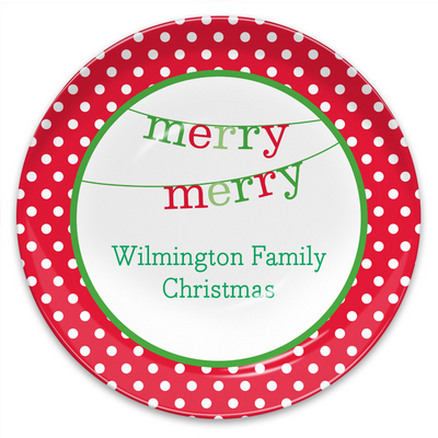 Red Polka Dot Christmas Melamine Plate
